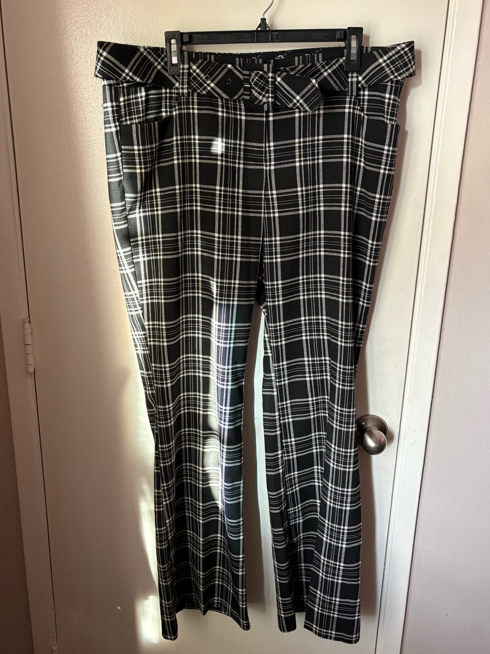 Vintage Guess Black and White Plaid Pants with Signature Logo